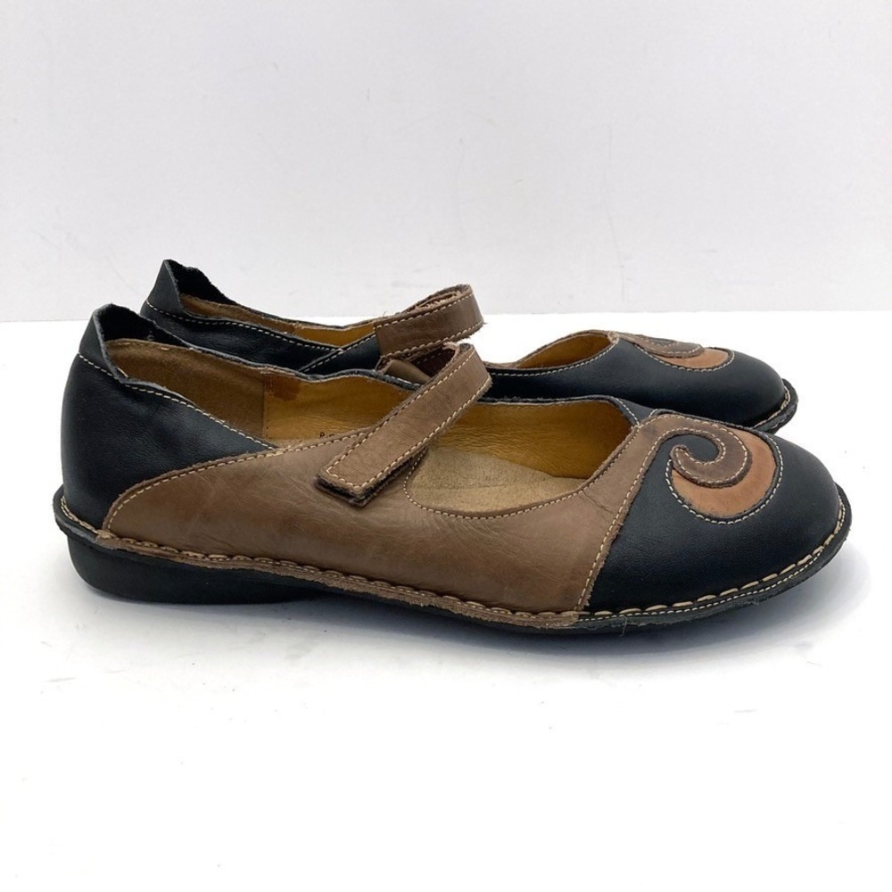 Spring Step Cosmic Mary Jane Swirl Black/Brown Leather Shoes Womens 7 EU 38 - Picture 3 of 6